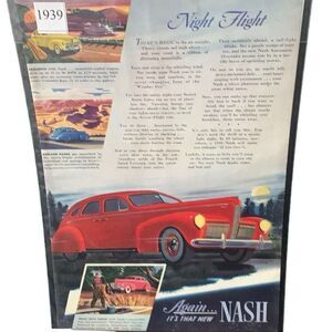 Vintage 1939 Nash Night Flight Ad Advertisement